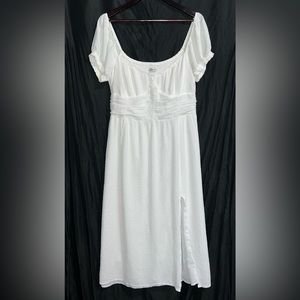 White flowy Hollister Midi Dress w/ slit